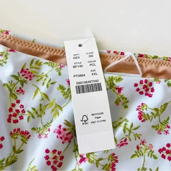 J Crew Curved waist cheeky bikini bottom in cloud meadow floral Size XXL NWT - Picture 4 of 7